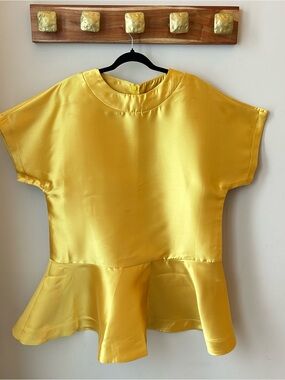 STYLEWE Satin Golden Yellow Peplum Top Plus Size NWT